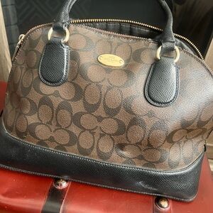 Coach Signature Brown and Black Satchel